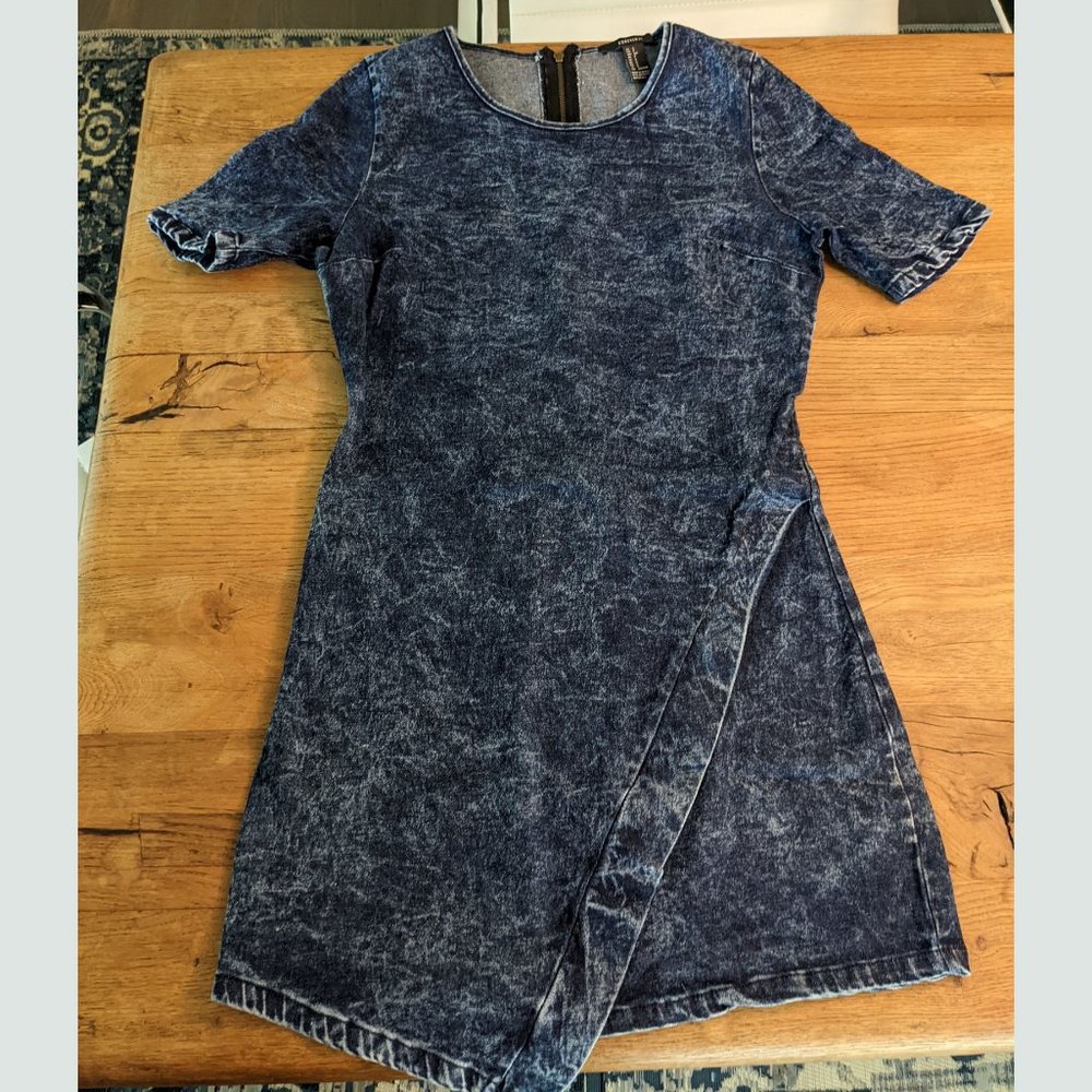 Forever21 Stretch-denim Asymmetrical Mini Dress